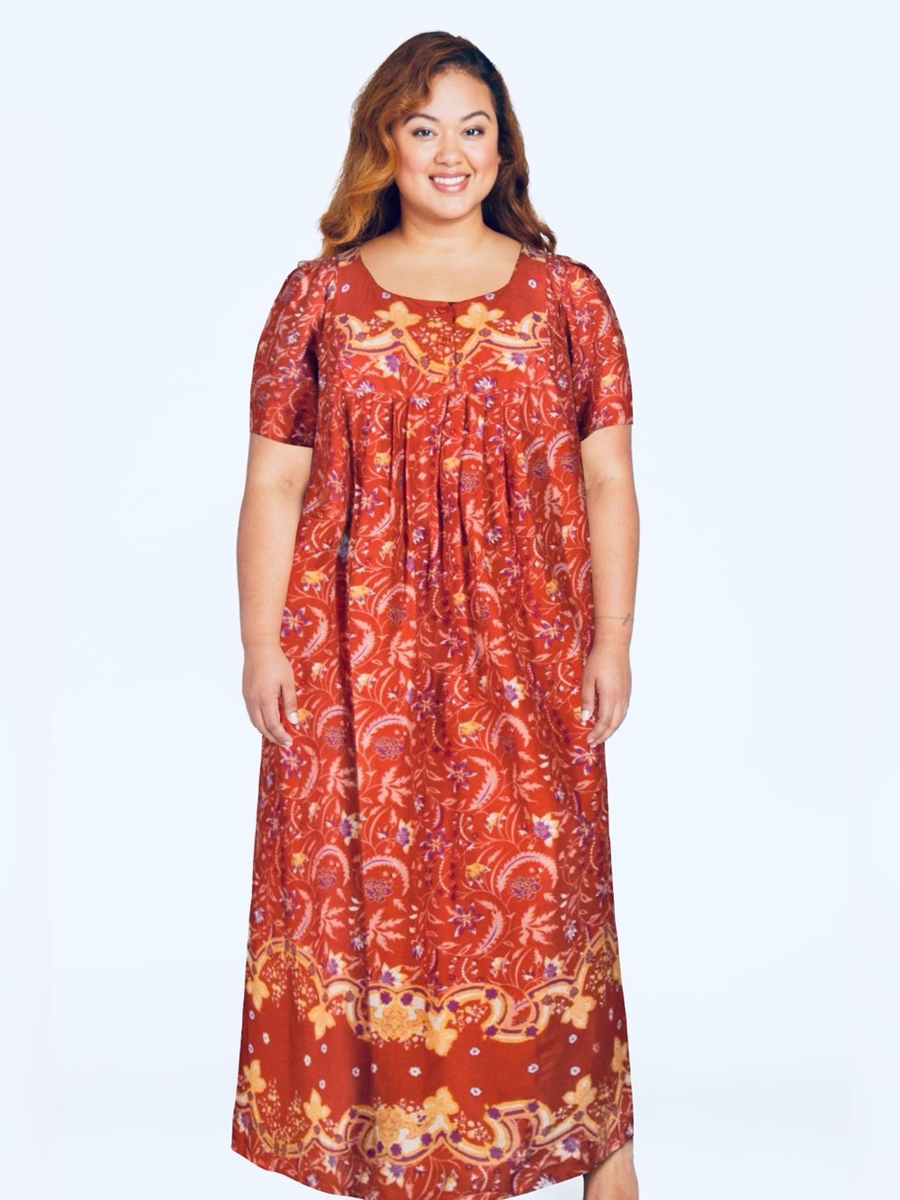 100% Cotton Only Necessities Muumuu Dress Size 4X with Pockets Tomato Red Comfy
